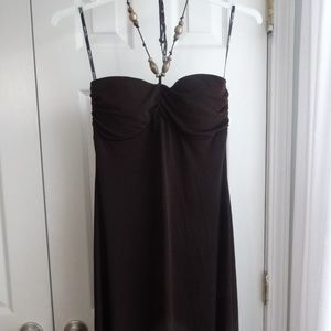 Brown Halter Dress with Beading